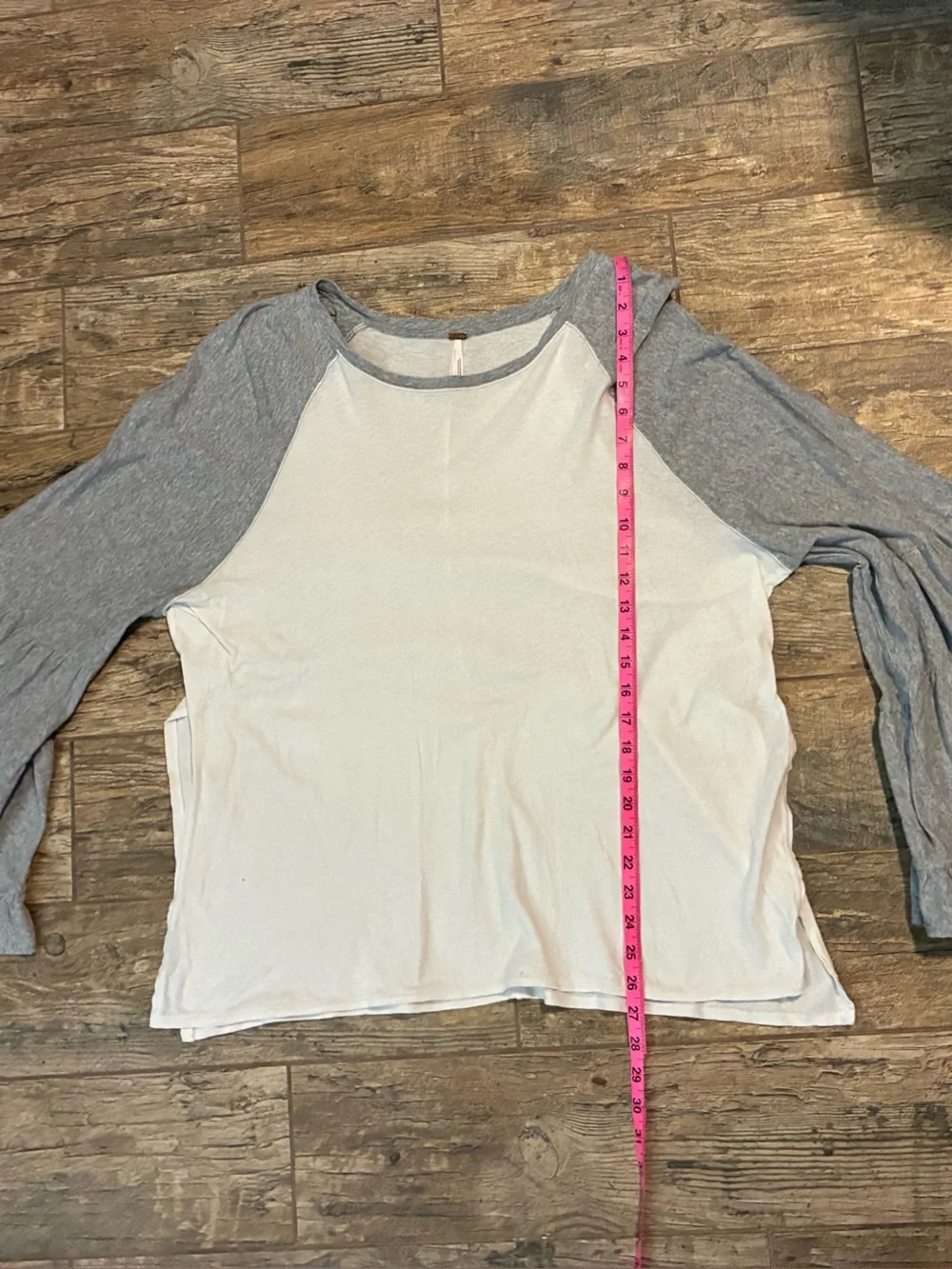 Free People Cream Top with Gray fluttered  Ruffle Sleeves